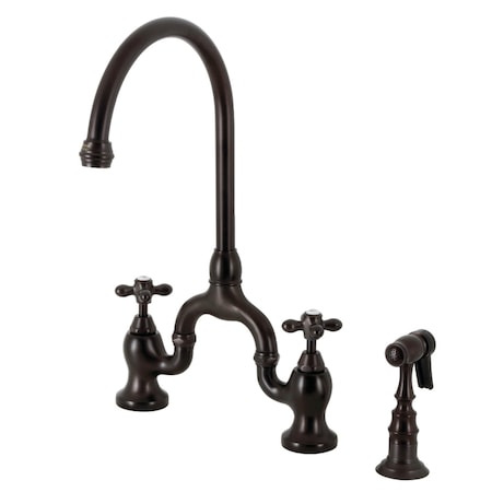 Kingston Brass Bridge Kitchen Faucet with Brass Sprayer, Oil Rubbed Bronze KS7795AXBS
